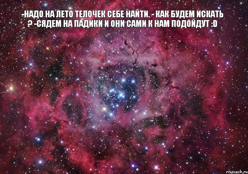 -Надо на лето телочек себе найти. - Как будем искать ? -Сядем на падики и они сами к нам подойдут :D , Мем Ты просто космос