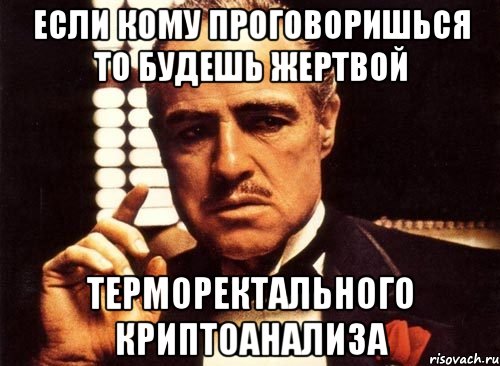 Если кому проговоришься то будешь жертвой терморектального криптоанализа, Мем крестный отец