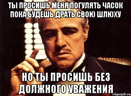 Ты просишь меня погулять часок пока будешь драть свою шлюху но ты просишь без должного уважения, Мем крестный отец