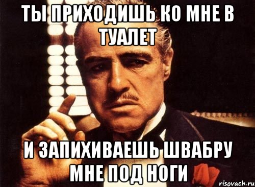 Ты приходишь ко мне в туалет И запихиваешь швабру мне под ноги, Мем крестный отец