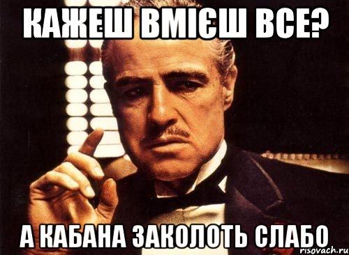 Кажеш вмієш все? а кабана заколоть слабо, Мем крестный отец