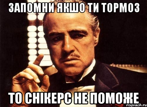 Запомни якшо ти тормоз то снікерс не поможе, Мем крестный отец