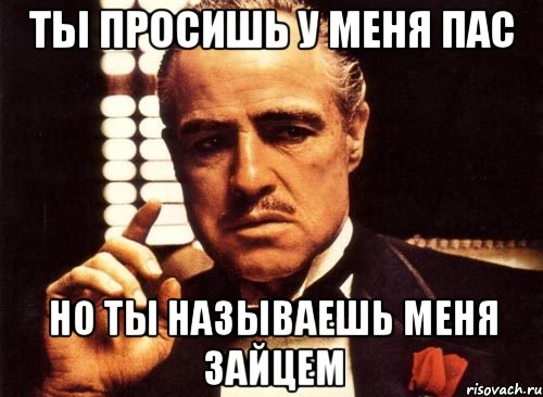 Ты просишь у меня пас Но ты называешь меня зайцем, Мем крестный отец