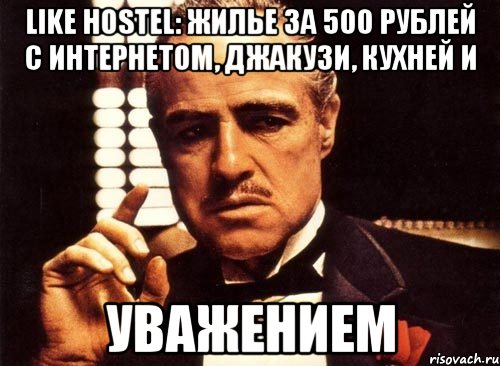 LIKE HOSTEL: жилье за 500 рублей с интернетом, джакузи, кухней и уважением, Мем крестный отец