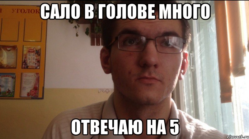 Сало в голове много Отвечаю на 5