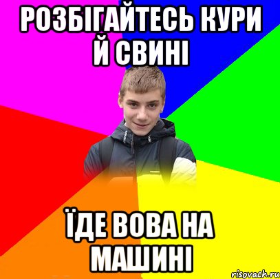 розбігайтесь кури й свині їде вова на машині