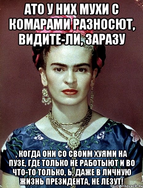 АТО у них мухи с комарами разносют, видите-ли, заразу , когда они со своим хуями на пузе, где только не работыют и во что-то только, Ь, даже в личную жизнь Президента, не лезут!, Мем Magdalena Carmen Frieda Kahlo Ca