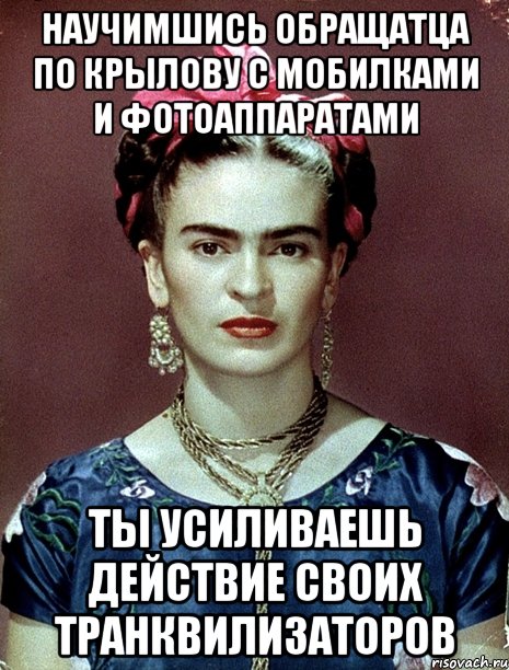 Научимшись обращатца по Крылову с мобилками и фотоаппаратами ты усиливаешь действие своих транквилизаторов