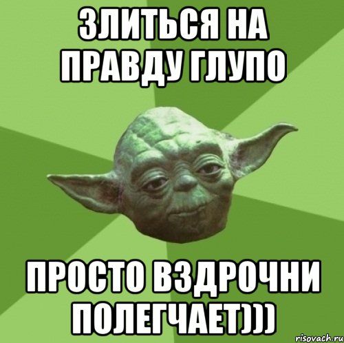 Злиться на правду глупо Просто вздрочни полегчает))), Мем Мастер Йода