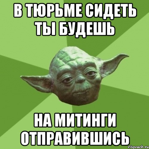 В ТЮРЬМЕ СИДЕТЬ ТЫ БУДЕШЬ НА МИТИНГИ ОТПРАВИВШИСЬ, Мем Мастер Йода