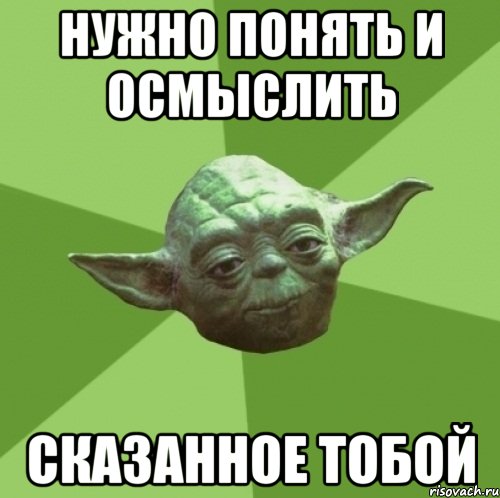 нужно понять и осмыслить сказанное тобой, Мем Мастер Йода