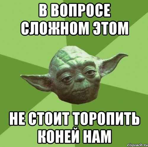 В вопросе сложном этом не стоит торопить коней нам, Мем Мастер Йода