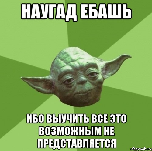 Наугад ебашь ибо выучить все это возможным не представляется, Мем Мастер Йода