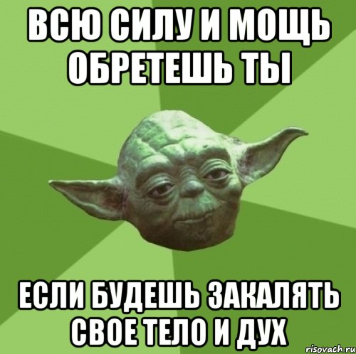 Всю силу и мощь обретешь ты если будешь закалять свое тело и дух, Мем Мастер Йода