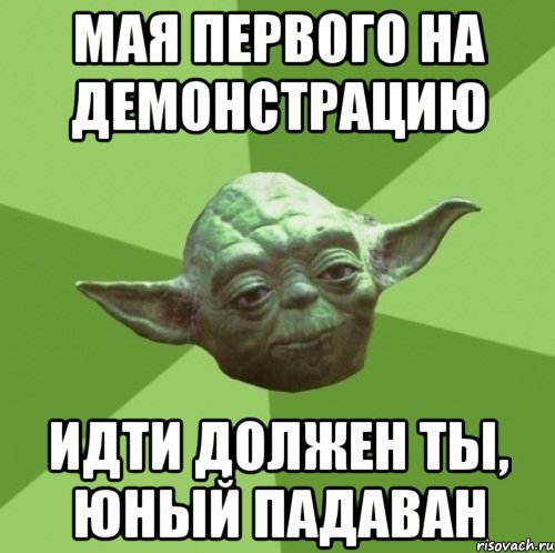 мая первого на демонстрацию идти должен ты, юный падаван, Мем Мастер Йода