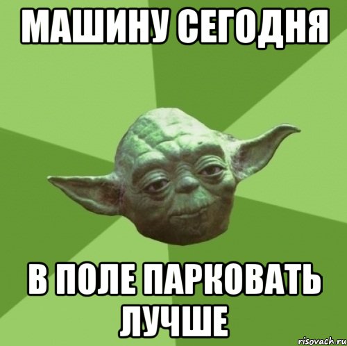 Машину сегодня В поле парковать лучше, Мем Мастер Йода