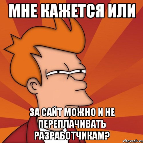 мне кажется или за сайт можно и не переплачивать разработчикам?, Мем Мне кажется или (Фрай Футурама)