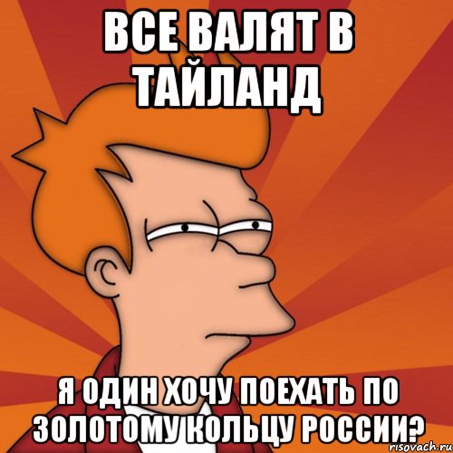 все валят в тайланд Я один хочу поехать по золотому кольцу России?, Мем Мне кажется или (Фрай Футурама)
