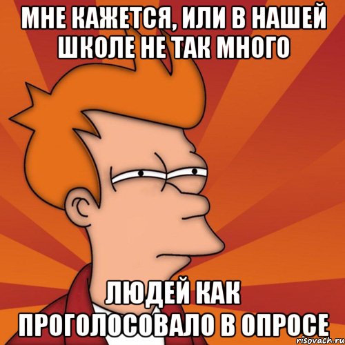мне кажется, или в нашей школе не так много людей как проголосовало в опросе, Мем Мне кажется или (Фрай Футурама)