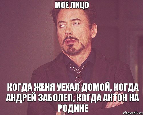 мое лицо когда Женя уехал домой, когда Андрей заболел, когда Антон на родине, Мем твое выражение лица