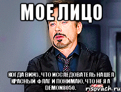 Мое лицо Когда вижу, что исследователь нашел красный флаг и понимаю, что не я а demon8050.