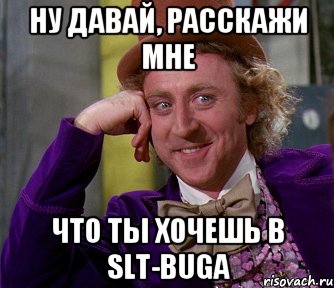 Ну давай, расскажи мне что ты хочешь в SLT-BUGA, Мем мое лицо