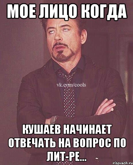 Мое лицо когда Кушаев начинает отвечать на вопрос по лит-ре...