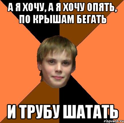 а я хочу, а я хочу опять, по крышам бегать и трубу шатать