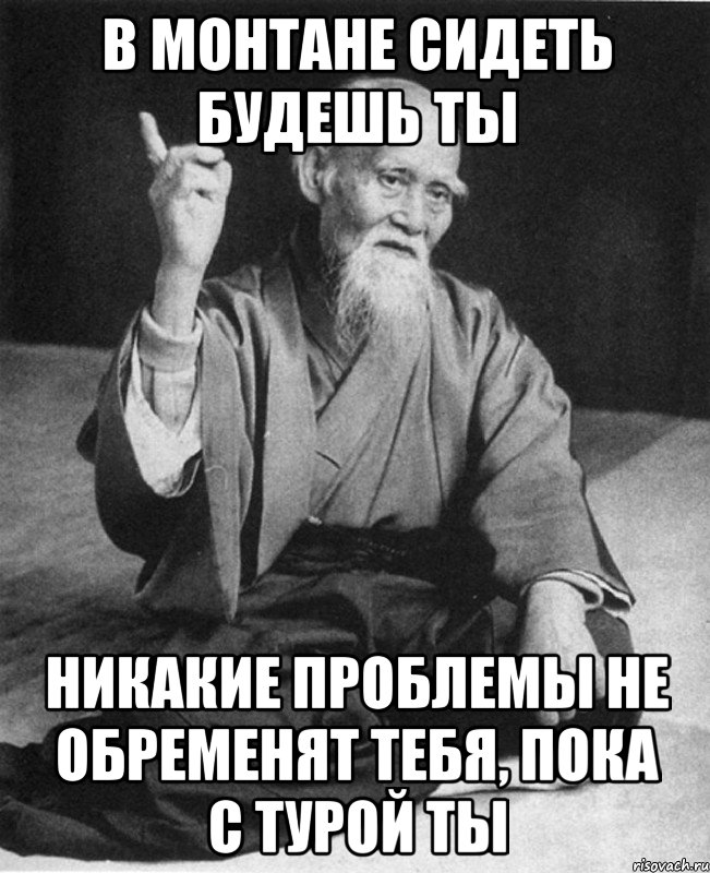 В монтане сидеть будешь ты Никакие проблемы не обременят тебя, пока с турой ты, Мем Монах-мудрец (сэнсей)