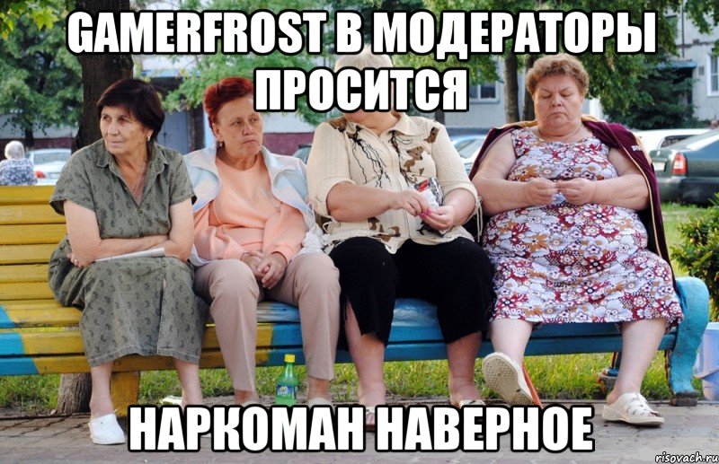 GamerFrost в модераторы просится Наркоман наверное, Мем Бабушки на скамейке