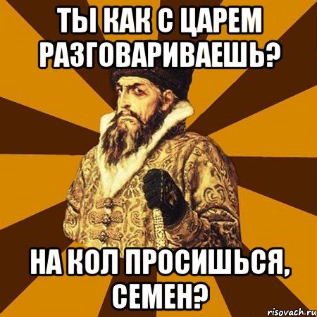 Ты как с царем разговариваешь? На кол просишься, Семен?, Мем Не царское это дело