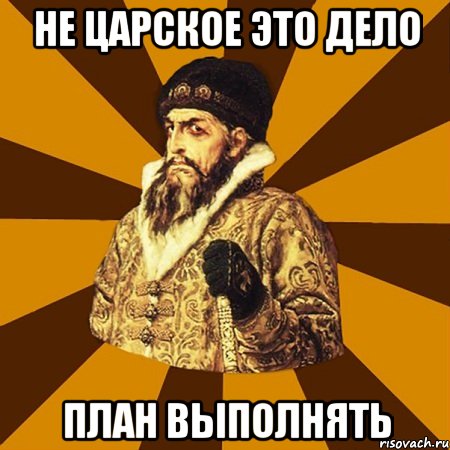 не царское это дело план выполнять, Мем Не царское это дело