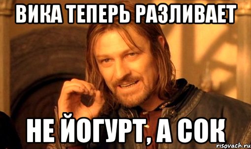 вика теперь разливает не йогурт, а сок, Мем Нельзя просто так взять и (Боромир мем)