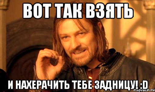 Вот так взять И нахерачить тебе задницу! :D, Мем Нельзя просто так взять и (Боромир мем)