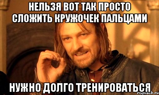 Нельзя вот так просто сложить кружочек пальцами нужно долго тренироваться, Мем Нельзя просто так взять и (Боромир мем)