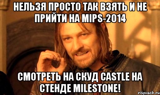 нельзя просто так взять и не прийти на MIPS-2014 смотреть на СКУД CASTLE на стенде Milestone!, Мем Нельзя просто так взять и (Боромир мем)