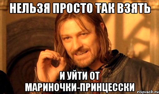 нельзя просто так взять и уйти от мариночки-принцесски, Мем Нельзя просто так взять и (Боромир мем)