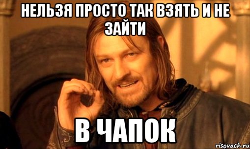 Нельзя просто так взять и не зайти в чапок, Мем Нельзя просто так взять и (Боромир мем)