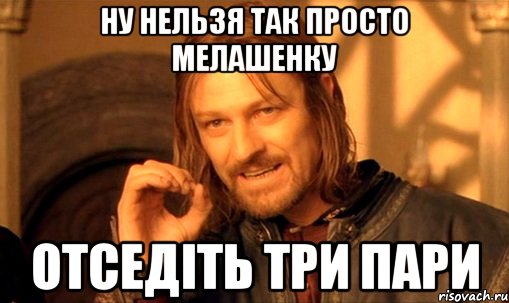 ну нельзя так просто Мелашенку отседіть три пари, Мем Нельзя просто так взять и (Боромир мем)