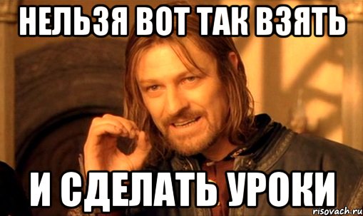 НЕЛЬЗЯ ВОТ ТАК ВЗЯТЬ И СДЕЛАТЬ УРОКИ, Мем Нельзя просто так взять и (Боромир мем)