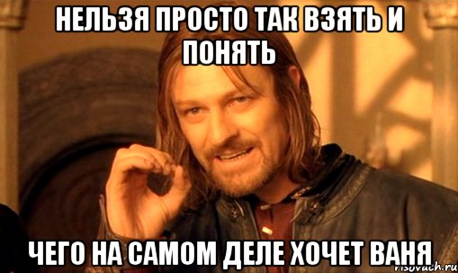 Нельзя просто так взять и понять чего на самом деле хочет Ваня, Мем Нельзя просто так взять и (Боромир мем)