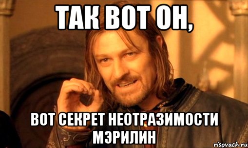 так вот он, вот секрет неотразимости Мэрилин, Мем Нельзя просто так взять и (Боромир мем)