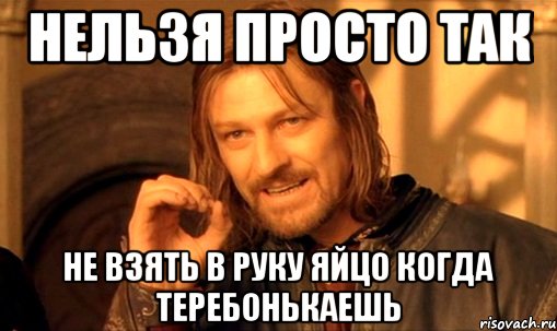 нельзя просто так не взять в руку яйцо когда теребонькаешь, Мем Нельзя просто так взять и (Боромир мем)