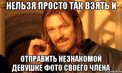 Нельзя просто так взять и Отправить незнакомой девушке фото своего члена, Мем Нельзя просто так взять и (Боромир мем)