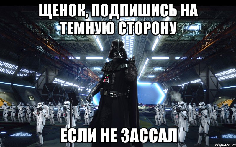 Щенок, подпишись на Темную сторону Если не зассал, Мем неренр