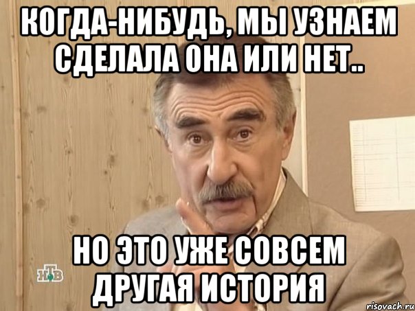 когда-нибудь, мы узнаем сделала она или нет.. но это уже совсем другая история, Мем Каневский (Но это уже совсем другая история)