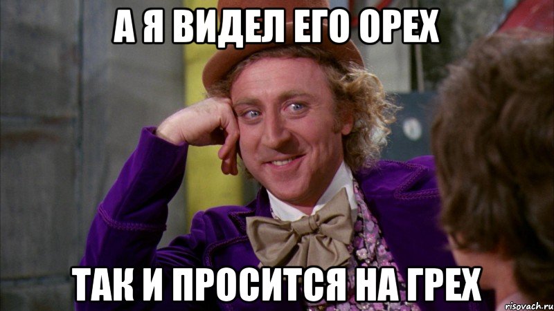 а я видел его орех так и просится на грех, Мем Ну давай расскажи (Вилли Вонка)