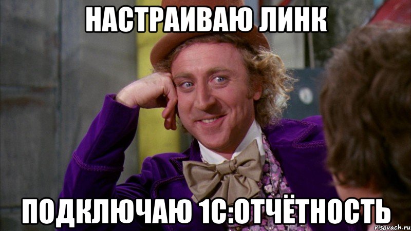 Настраиваю Линк Подключаю 1С:Отчётность, Мем Ну давай расскажи (Вилли Вонка)