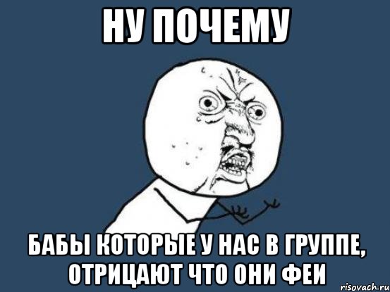 Ну почему Бабы которые у нас в группе, отрицают что они Феи, Мем Ну почему