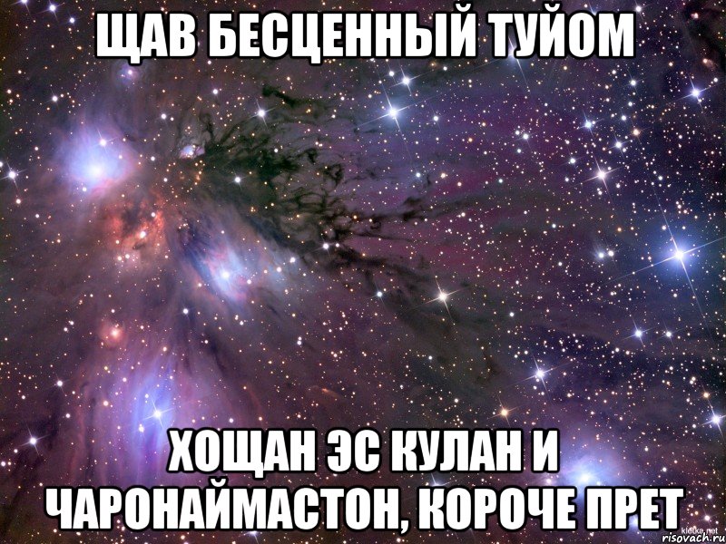 ЩАВ БЕСЦЕННЫЙ ТУЙОМ ХОЩАН ЭС КУЛАН И ЧАРОНАЙМАСТОН, КОРОЧЕ ПРЕТ, Мем Космос